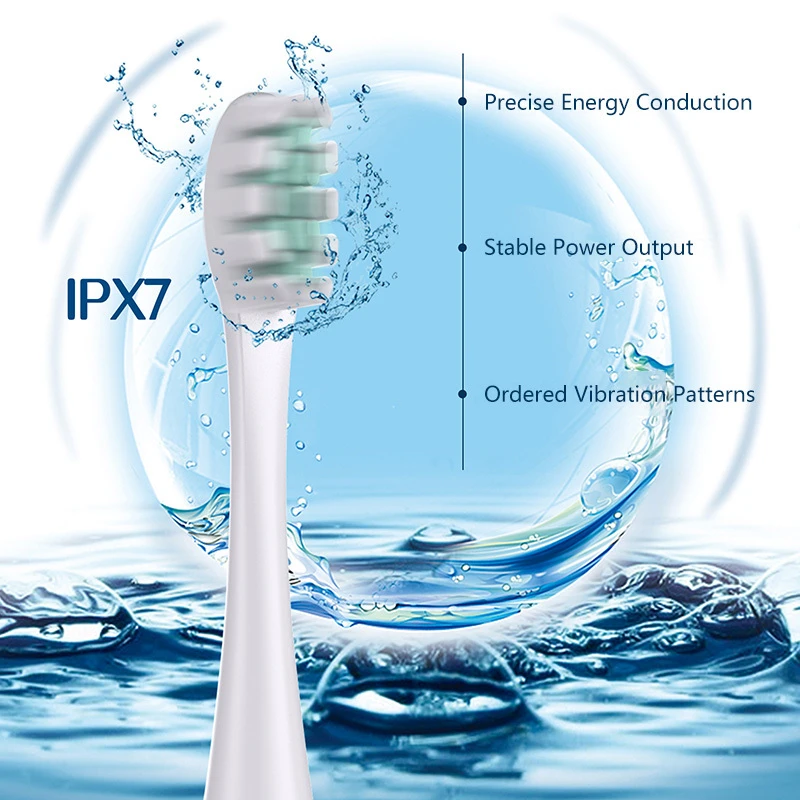 Brosse à dents électrique sonique intelligente sans fil rechargeable pour le voyage, blanchiment des dents, ultrasonique, étanche IPX7